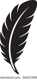 Elegant Feather Silhouette Vector Simple Bird Plume Clipart Black and White Design Element for Nature  Flight