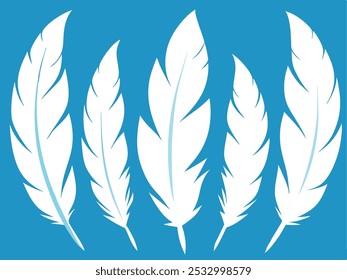 Elegant Feather Silhouettes – Black Vector Illustration