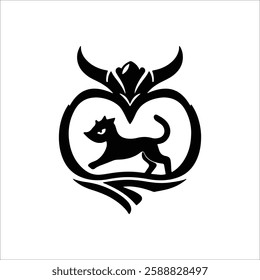 Elegant Feline Emblem: Minimalist Animal Design