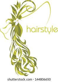 Elegant female hairstyle. Icon for design. Vector
