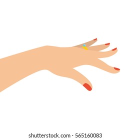 Elegant female hand with diamond. Engagement concept
