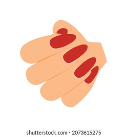Elegant female hand with manicure. On a white background.