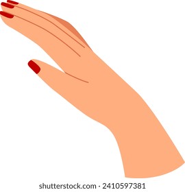 Elegant female hand with red nail polish, beauty concept. Graceful woman s hand posture, fashion illustration. Vector illustration