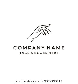 Elegant female hands in beautiful setting, Line art hand logo design vector illustration