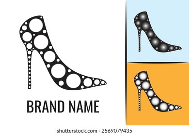 Elegant female shoes logo. Woman's shoe footwear logotype. Women boots logo