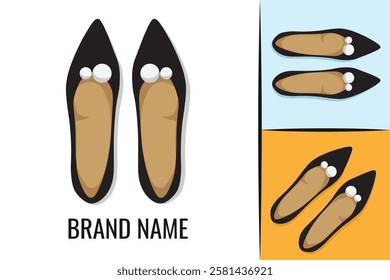 Elegant female shoes logo. Woman's shoe footwear logotype. Women boots logo