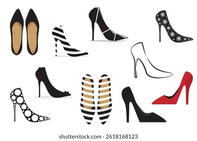 Elegante conjunto de sapatos femininos. Calçado de sapato de mulher conjunto de botas de mulher