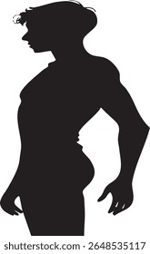 Silhueta feminina elegante em perfil mostrando a forma artística graça e simplicidade moderna.


