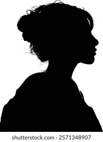 Elegant female silhouette, profile view. Strong, simple graphic design element.