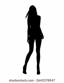 Elegant Female Silhouette in Profile View