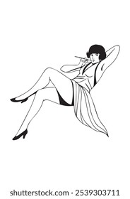 elegant female smoking, isolated vector
