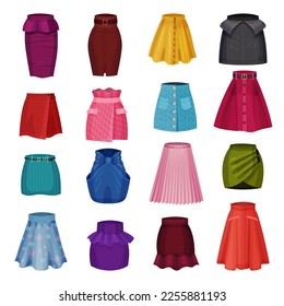 Elegant Female Wrapped and Pleated Skirts Big Vector Set