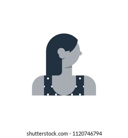 Elegant female, young woman character. Flat design vector illustration