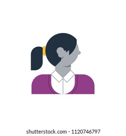 Elegant female, young woman character. Flat design vector illustration