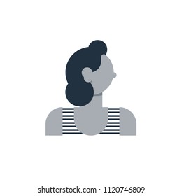 Elegant female, young woman character. Flat design vector illustration