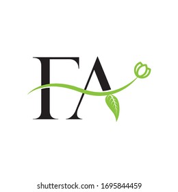 elegant feminim minimalist initial FA letter logo with flower