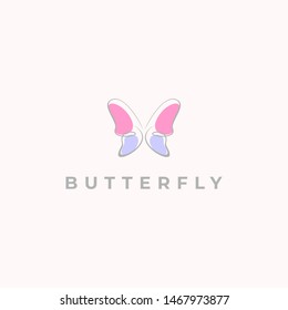 elegant and feminine colorful butterfly logo. one line art butterfly logo