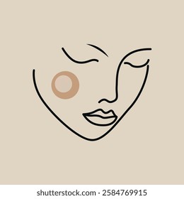 Elegant Feminine Line Art Portrait - Vector Digital Drawing