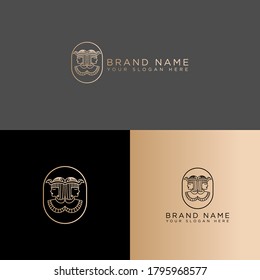 elegant feminine medusa line art logo editable template