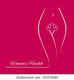 Elegant feminine woman silhouette in a linear sketch style (intimate hygiene, women etc. Woman health and spa illustration logo