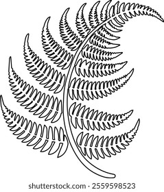 Elegant Fern Line Art Vector Illustration - Minimalistic Botanical Design for Nature-Inspired Projects.