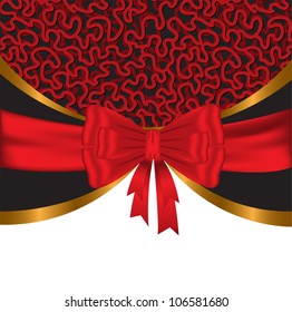 Elegant, festive background with shiny red and gold ribbons