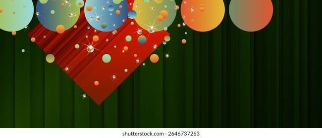 Elegant festive glow luxury background. Christmas gold design green and red background abstract shiny color golden