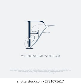 Elegante logotipo de monograma de boda con iniciales entrelazadas en FF