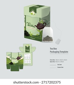 Plantilla de empaquetado elegante de la caja de té del campo