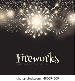 Elegant Fireworks Background. Holiday Wallpaper. Shining Design. Vector illustration