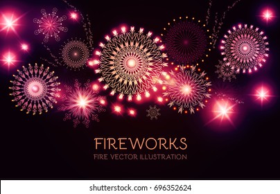Elegant fireworks background. Vector illustration