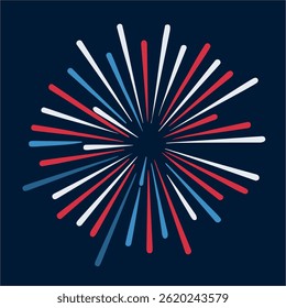 Ilustração vetorial de fogos de artifício elegante adequada para Ano Novo, casamentos e festas festivas. Inclui toques patrióticos perfeitos para as celebrações de 4 de julho