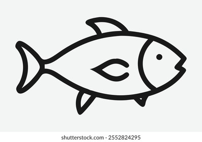 Design de arte de linha de ícone de peixe elegante, ilustração minimalista e elegante