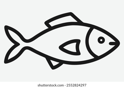 Design de arte de linha de ícone de peixe elegante, ilustração minimalista e elegante