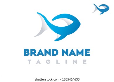 Vector con logotipo de pescado elegante, ilustración plana de pescado, símbolo de pescado