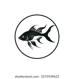 Elegant Fish Silhouette In Circle