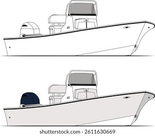 Elegant Fishing Boat – Clean Vector Line Art for Classy Printable Designs