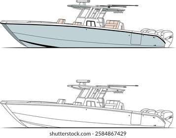 Elegant Fishing Boat Vector, Line Art And Printable Masterpiece Design