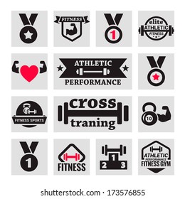 Elegant Fitness and Health Icons Set.