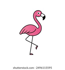 Elegant flamingo bird icon vector illustration, showcasing vibrant and stylish design perfect for tropical and wildlife-themed projects, decor, and creative art
