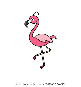 Elegant flamingo bird icon vector illustration, showcasing vibrant and stylish design perfect for tropical and wildlife-themed projects, decor, and creative art