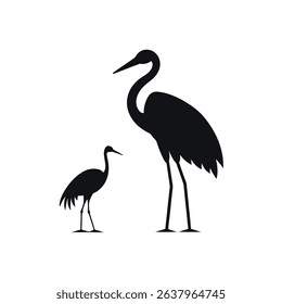Elegant flamingo and crane bird silhouette vector design, perfect for tropical, wildlife, and nature-themed projects. Ideal for logos, illustrations, and decorative graphics, this versatile bird.