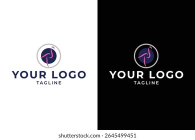 Elegante Flamingo Logo Design em fundos