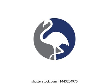 Elegant Flamingo Silhouette Logo:  Modern, Minimalist Design, Corporate Branding, Blue and Gray Color Palette.