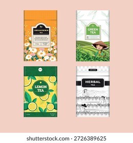 Elegante Flat Classic Tea Plantillas de embalaje