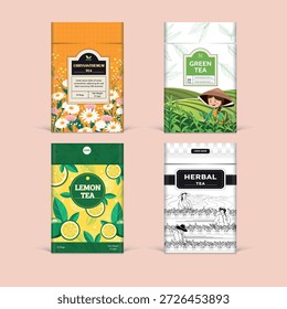 Elegante Flat Classic Tea Plantillas de embalaje