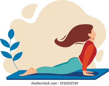 Elegante ilustración plana, joven haciendo yoga