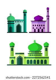 Elegant Flat Modern Islamic Mosque Building, Suitable For Diagrams, Maps, Infographics, Illustrations And Other Graphic Related Assets. perfect for ramadan celebration.