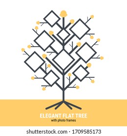 Elegant flat tree with photo frames created for Web, Document, Greeting Card, Poster, Label and Other Decoration Surface. Beautiful tree which can be used in many purposes. Eps10 vector.