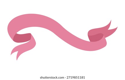 Elegante Ilustración vectorial plana de un Anuncio de cinta rosa ondulado para añadir un título o texto a invitaciones, tarjetas o Diseños web. Aislado en un fondo blanco para un fácil uso.